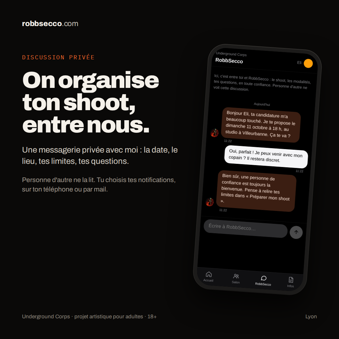 Discussion privée avec Robb pour organiser le shoot